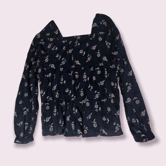 🌟SALE 2/$10.00‼️ OLD NAVY Women’s long Sleeve Navy Floral Blouse size M - Picture 6 of 6